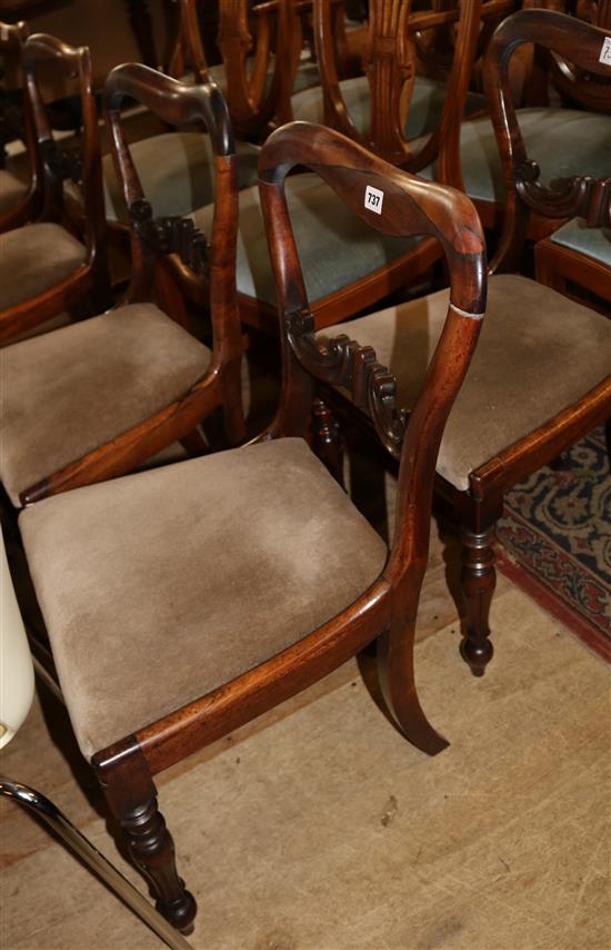 Set of five Victorian rosewood buckle-back dining chairs